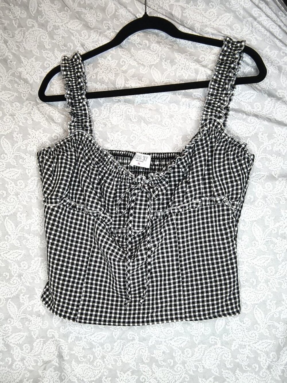 New W/O tags black and white gingham plaid Sienna Sky blouse tank top - Size XL